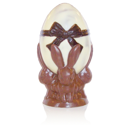Schokoladenfigur Ei mit 4 Hasen