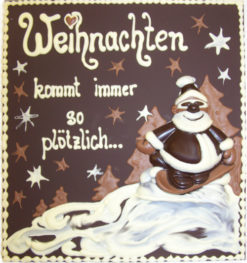 Große Schokoladenplatte mit Weihnachtsmotiv